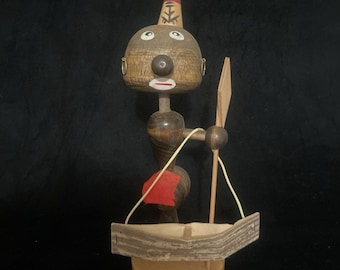 Vintage Japanese Wooden Doll, SOUSAKU KOKESHI DOLL Made In Japan