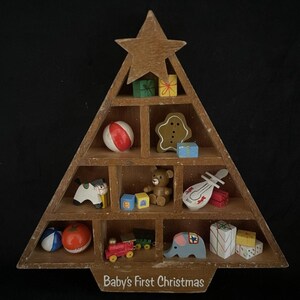 Vintage Miniature Wooden Shadow Box With Toys Christmas Tree Shaped Ornament 4.8 (13)