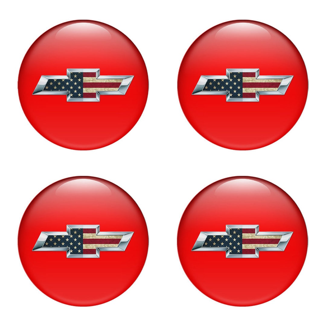 Set of 4 Epoxy Sticker CHEVROLET Logo 4 Top Models Emblem for Wheel Center Hub Caps, Auto Tuning