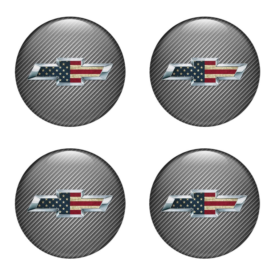 Set of 4 Epoxy Sticker CHEVROLET Logo 5 Top Models Emblem for Wheel
