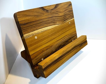 Handmade Wooden Cookbook Stand - Danish Oil Finish Recipe Holder