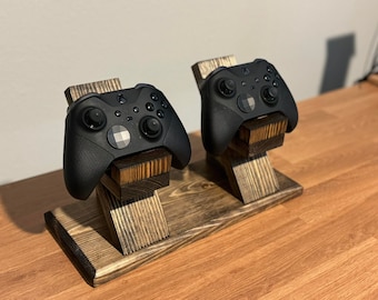 Handmade Dual Wooden Controller Stand – Gaming Desk Organizer