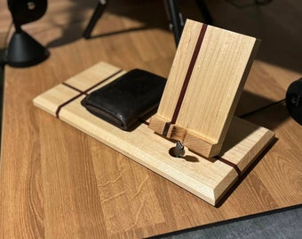 Handcrafted Maple Wood iPhone Stand: Desk Cell Phone Holder