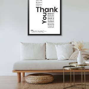 Thank You in Different Languages Print, Typography Wall Art, Thank You