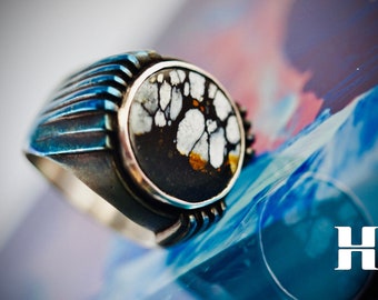 Pierścień męski z turkusem