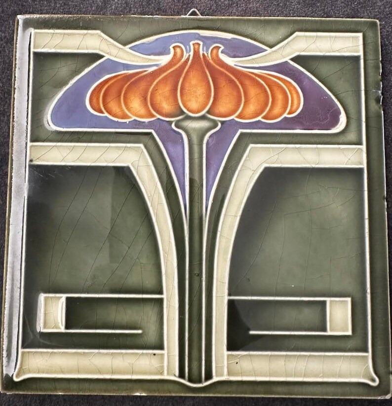 Vintage Art Nouveau Jugendstil Floral Decorative Tile Etsy