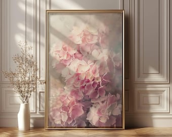 Art d'hortensia rose Impression d'art d'hortensias Impression d'hortensia rose Affiche d'hortensia Œuvre d'art d'hortensia Impression de fleur rose blush Impression d'hortensia rose