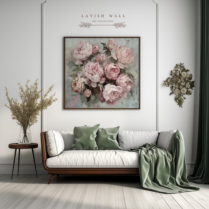 Peony Painting Printable Wall Art, Pink Peonies Painting Floral Oil ...
