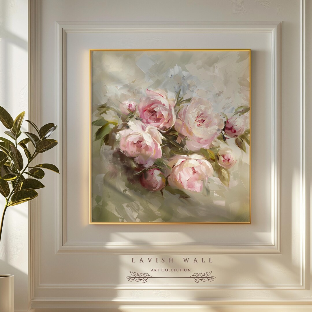 Peonies Painting Printable Wall Art Pink Peony Painting Blush Pink Wall ...