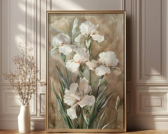 Iris Flower Art Iris Flower Painting White Iris Art Iris Print Iris Decor Iris Art Print Iris Wall Art Iris Artwork White Flower Art Print