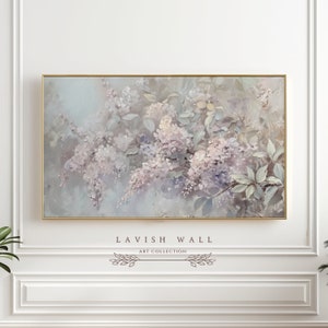 Lilac Painting Frame TV Art Spring, Lilac Blossoms Floral Art TV, Lilac Flower in Muted Pastel Color, Charming Spring Coquette Room Decore