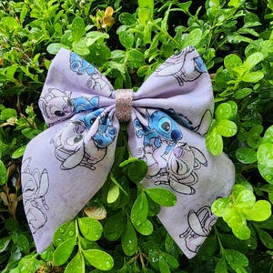Stitch and Angel Handmade Purple Hair Bow for Kids - Adorably Cute Accessory to Brighten Up Any Outfit