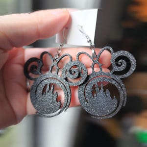 Minnie Mouse Castle Earrings – Disney Inspired Earrings, Magical Castle Jewelry, Princess Park Day Accessory, Gift for Disney Lover