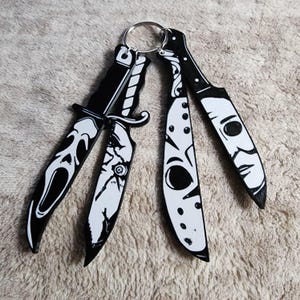 Horror Movie Keychains | Scary Movie Keychain | Jason, Ghostface, Chucky, Michael Myers | Creepy Horror Gifts | Halloween Horror Fan Merch