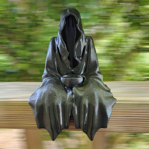 Grim Reaper Suriel with Teacup | Bookshelf Decor | Sitting Ghost Figurine | Unique Shelf Decoration | Suriel with Teacup Decor