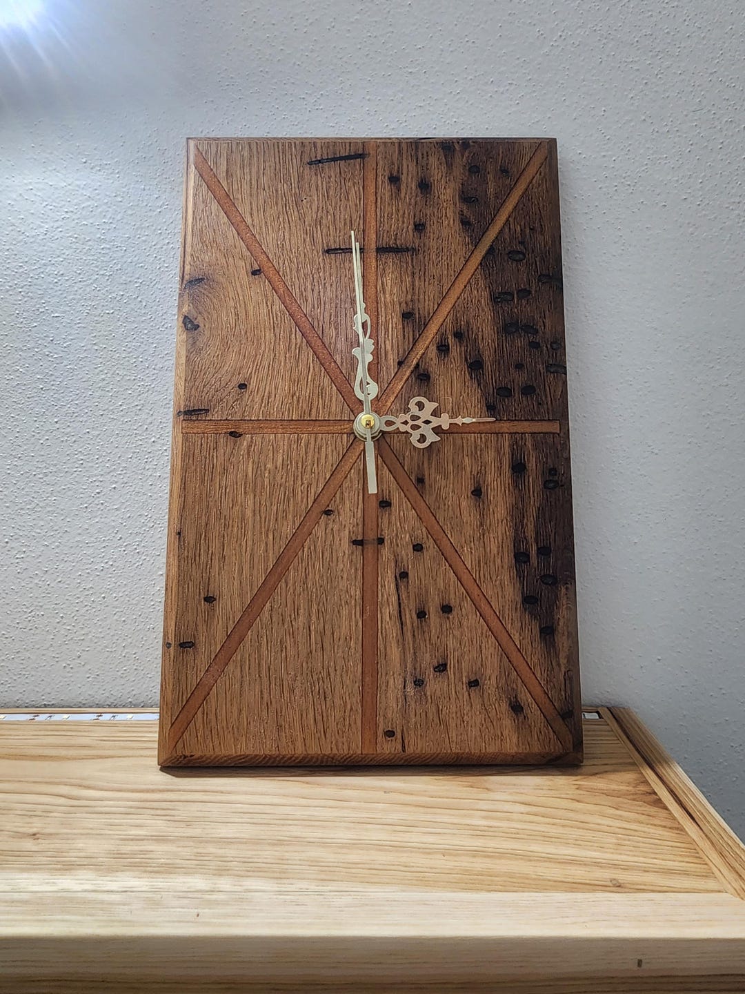 Rustic Timepiece Handcrafted White Oak Wall Clock | Rustic Farmhouse Decor | Minimalist ...