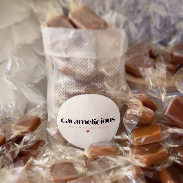 Buttery homemade caramels. Plain and Sea Salt available.