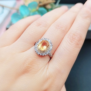 Natural Citrine Quartz Oval Cut Ring | 925 Sterling Silver | 9*7MM | Handcraft | Dark Yellow Gemstone Ring | Adjustable | Gift For Her