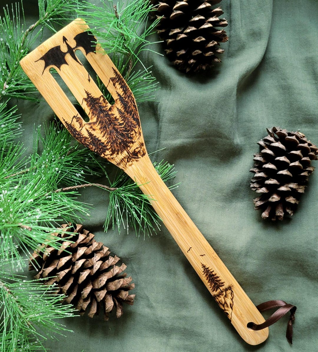 Woodburned Dragon Spoon: Fantasy Pine Forest Kitchen Decor - Etsy