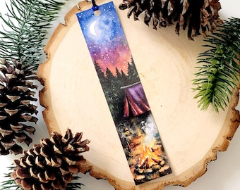 Camping Sternennacht Aquarell Lesezeichen: Sommer Camping Geschenk
