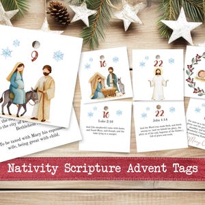 Nativity Printable, DIY Advent Calendar, Scripture Cards, 24 days until Christmas, Printable Numbers 1 - 24, Customized Tags, CLP054