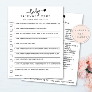 Baby Shower Game Family Feud | Baby Shower Games Printable | Family Feud | Gender Neutral | Editable Template | Instant Download | CLP032