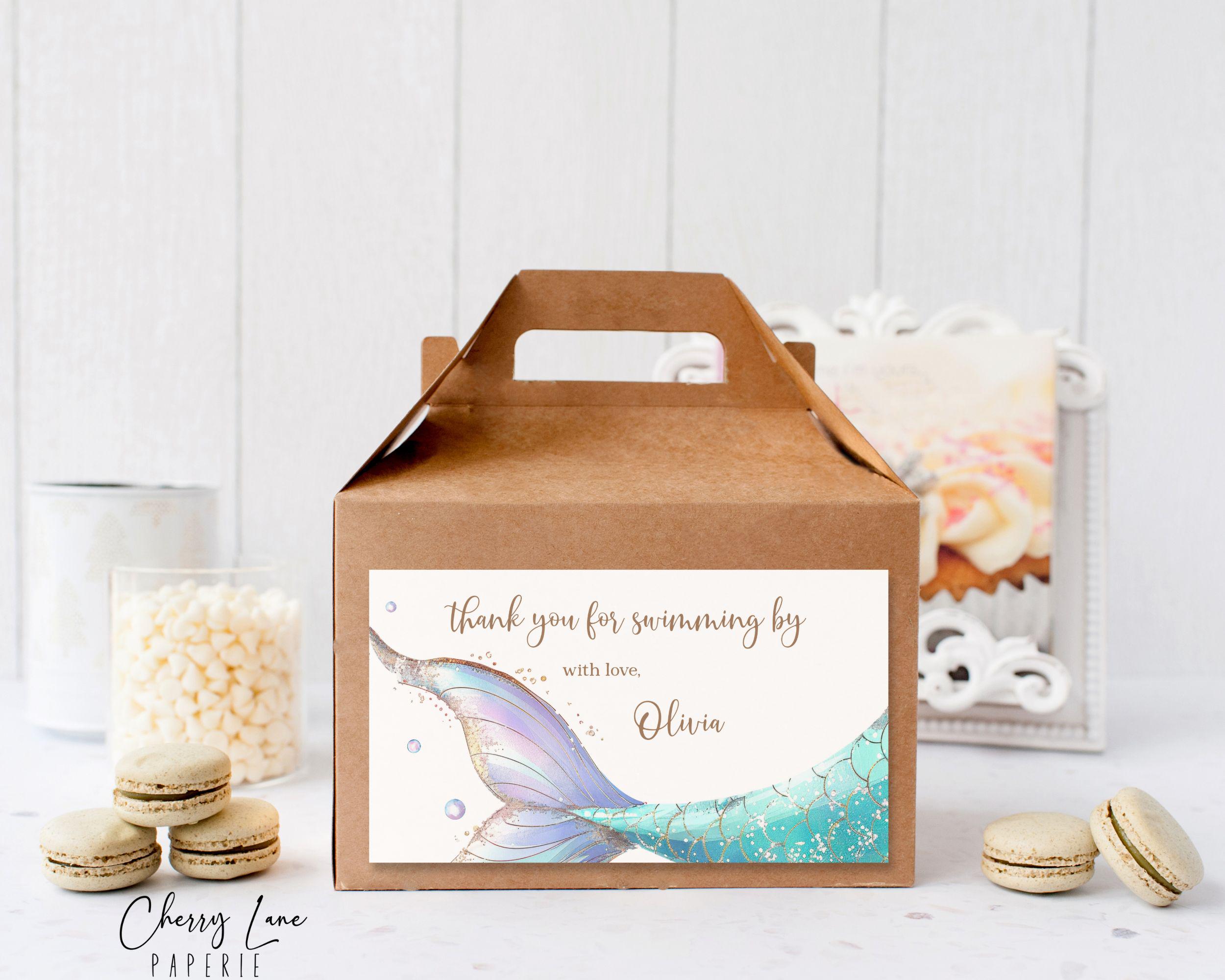 Mermaid Tail Gable Box Label Template, Editable Mermaid Party Sticker ...