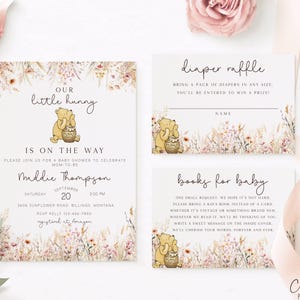 Baby Shower Invitation Winnie The Pooh | Pooh Bear Baby Shower Invite | Instant Download | Little Hunny Invitation | Book Request CLP031