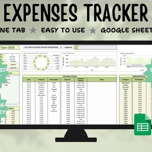 Google Sheets Expense Tracker | Monthly Budget Template | Personal Finance & Spending Planner | Bill Tracker and Savings Spreadsheet