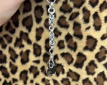 Black tourmaline chainmail keychain