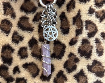 Lepidolite chainmail key chain