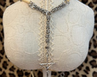Rattlesnake vertebrate and raccoon toe bone Chainmail rosary