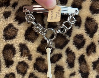 Raccoon toe bone Chainmail hair clip