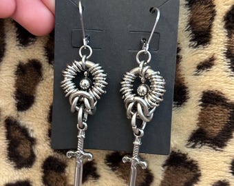 Sword chainmail earrings gauge friendly