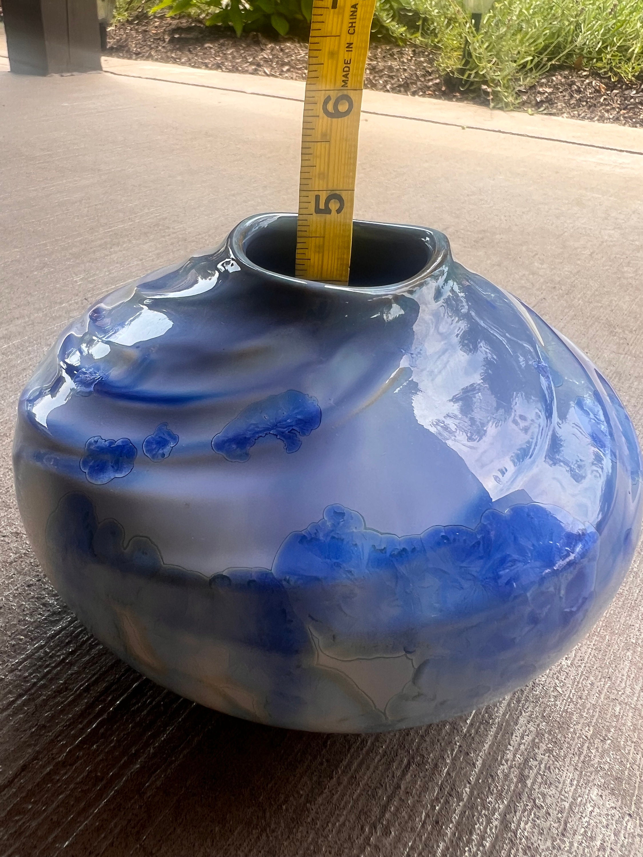 Bill Campbell Studio Art Pottery Vase Crystalline Blue Gray Cream Glaze ...