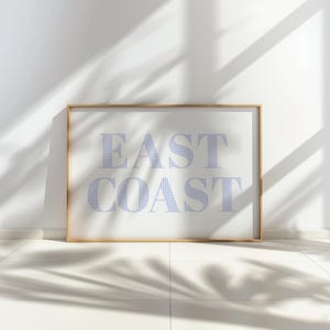 East Coast Wall Art Print – Gingham Typography Decor, Preppy Coastal Aesthetic for Dorm or Apartment