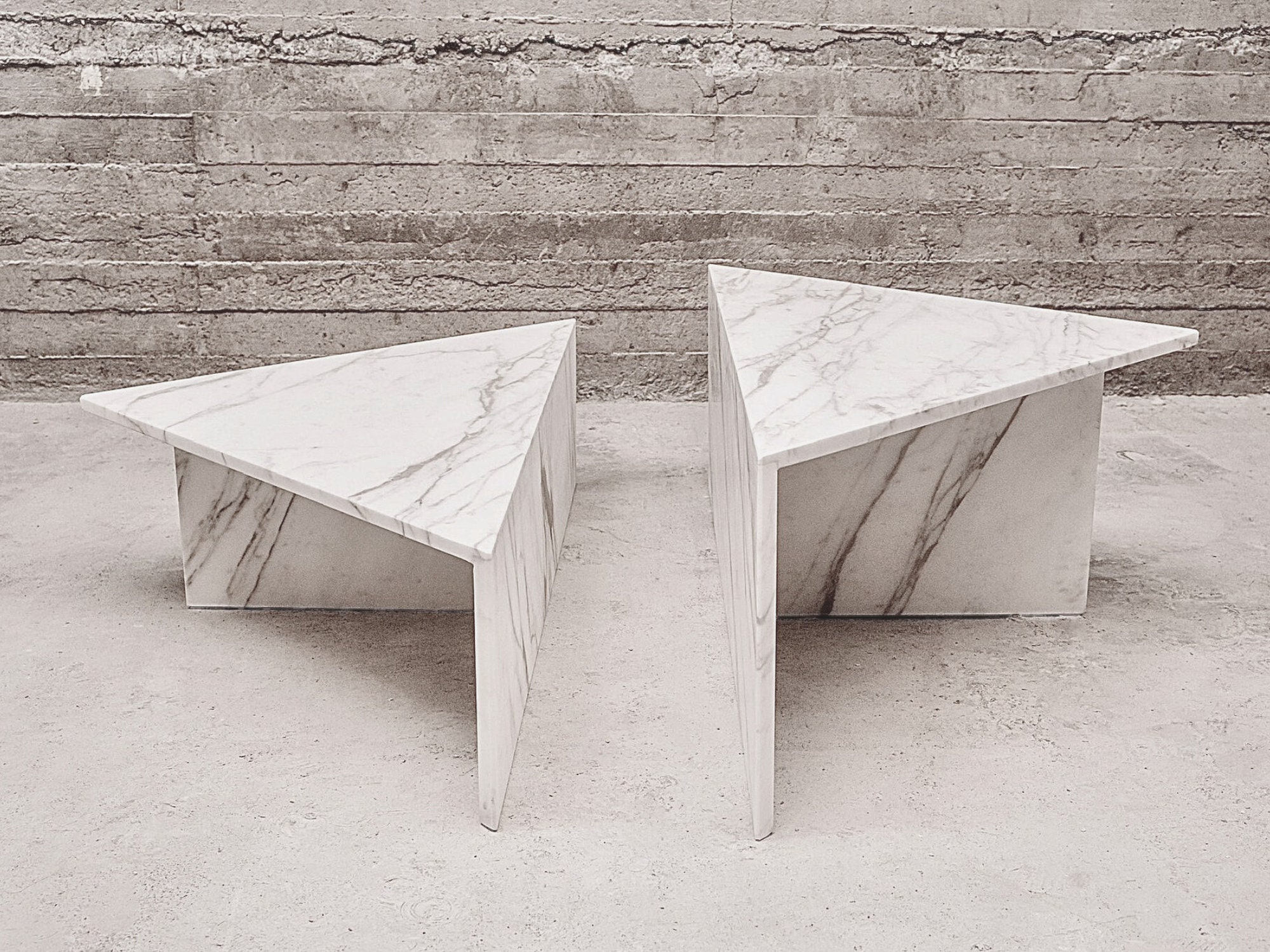 Triangle marble coffee table discount