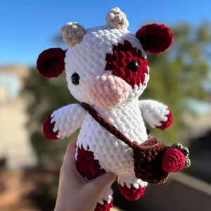 Strawberry Cow Handmade Amigurumi Crochet Plushie Stuffed Animal