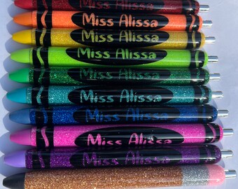 Penne glitterate in resina epossidica personalizzate