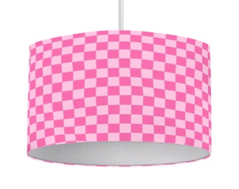 Pink Checkerboard lampshade | Y2K retro Checkered | Colourful cute fun nursery kids room decor | Checkerboard home decor