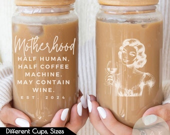 Happy Mothers Day Gift, Custom Beer Glass, Iced Coffee Glass, Pint Glass, Gift for Her, Personalized Gift, Gift for Mom, Etched Can Glass