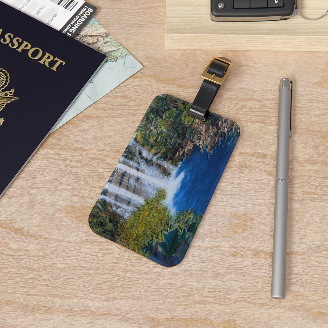 Waterfall Tag Pull Haitian Art Luggage Tags | Waterfall Art Bag Tag | Haitian Gifts ...