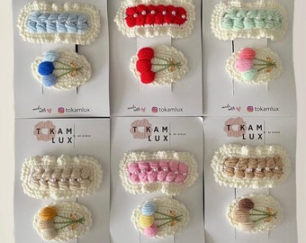 Kinder Haarspangen Häkel Spangen Handmade gestrickte Spangen Ballonspangen Haaraccessoire