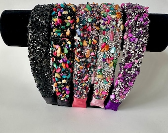 Strass Luxus Naturstein Haarreifen für Frauen, Design Haarband Stirnband Stil