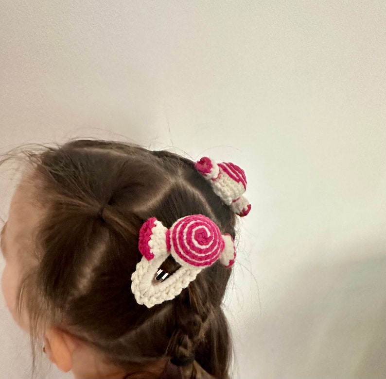Gehäkelte Blumen Bonbon Bayram Ramadan Haarspangen Haarschmuck Mädchen Blumen Haarspange handmade Häkel Haarspange Handmade Bild 3