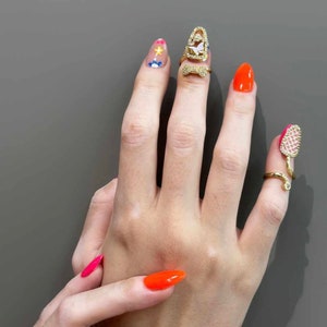 Fingerspitze Ring Gold Silber Nail Art Trendy Nagel offen Einstellbar Strass Fingernagel Schutzhülle Geburtstagsgeschenk für Sie Modeschmuck
