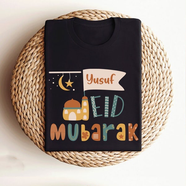 Custom Name Eid Mubarak T-Shirt For Family, Eid Islam Muslim Eid Al Fitr Women-Men Shirt, Eid Mubarak Shirt For Kids, Unisex Muslim Holiday