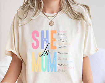 Comfort Colors®She is Mom Shirt, She is Strong Shirt, Bible Verse Shirt,Gift For Mom,Christian Mom Tshirt,Strong Mom Shirt,Mother Days Shirt