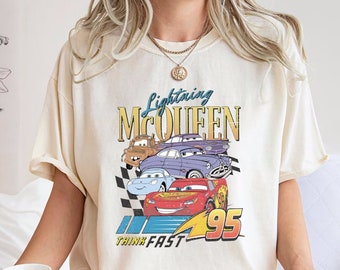 Comfort Colors® Retro Lightning Mcqueen Piston Cup Shirt, Disney Cars Unisex Shirt, Disney Shirts, Disney Pixar Shirt, Cars Shirt, Cars Land