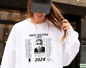 Bad Bunny Most Wanted Tour 2024 Sweatshirt, Bad Bunny Shirt, Most Wanted Tour Shirt, Bad Bunny Fan Hoodie, Bad Bunny Merch, Bunny Fan Geschenk